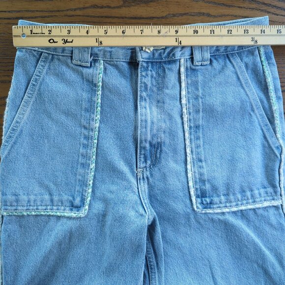 Zara Women's Jeans sz 6 / 28 blue Jeans High Rise Tweed Trim Straight Leg - Picture 8 of 12